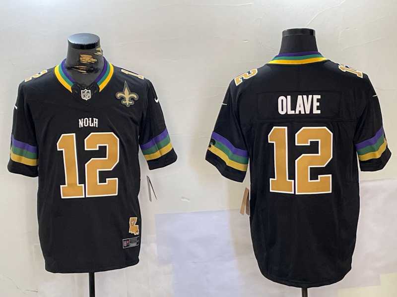 Men%27s New Orleans Saints #12 Chris Olave Black 2024 F.U.S.E. Vapor Limited Stitched Jersey Dzhi